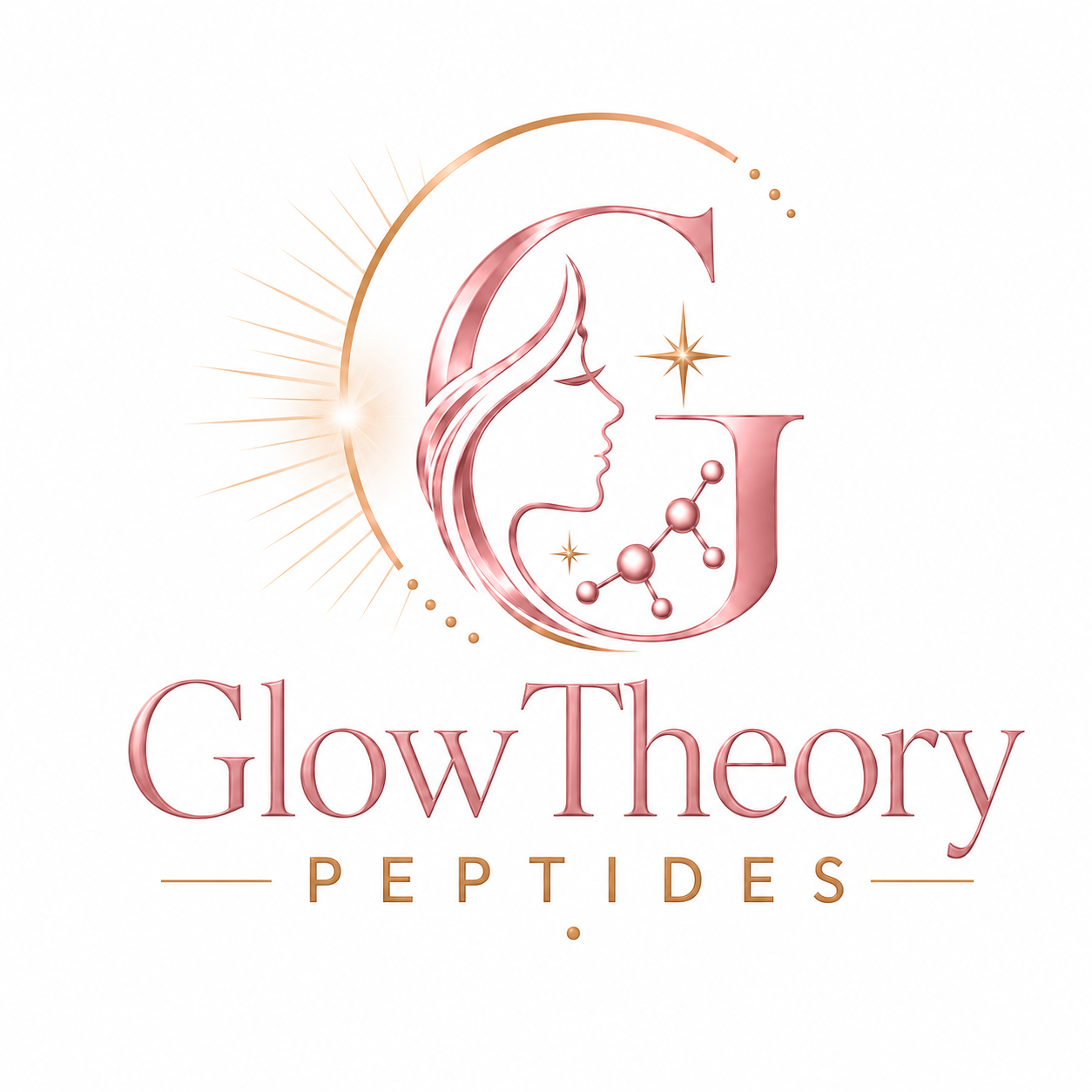 GlowTheory Peptides rose-gold logo